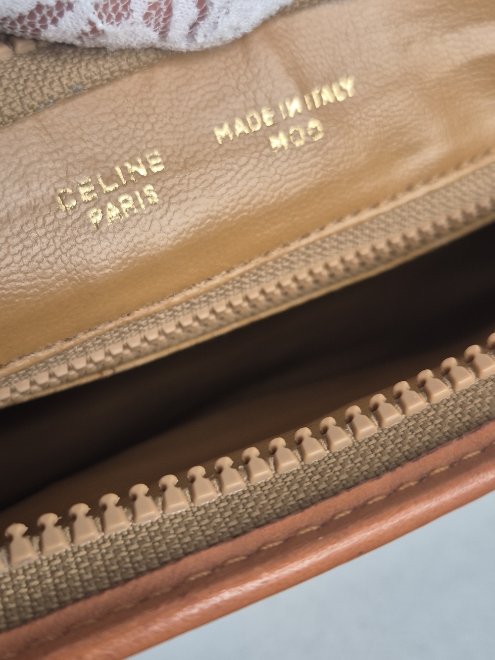 Celine Small Beige Canvas Pouch Toiletry Bag with Tan Leather Trim UNISEX - Picture 6 of 17
